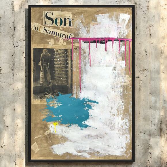 None Other - Original Mixed Media Abstract Modern Art Painting 24x36 "Son of Samurai" Signed